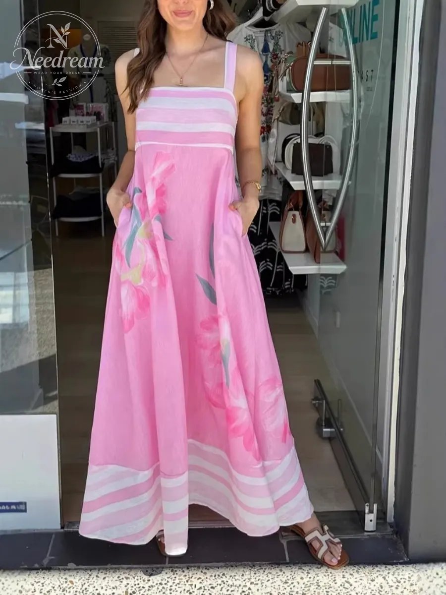 Floral Print Vacation Maxi Dress
