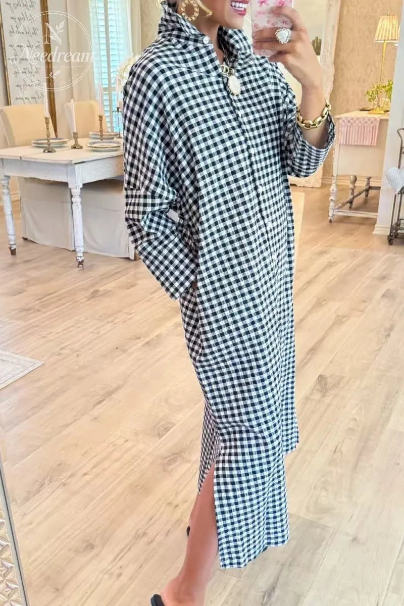 Seersucker Gingham Maxi Dress