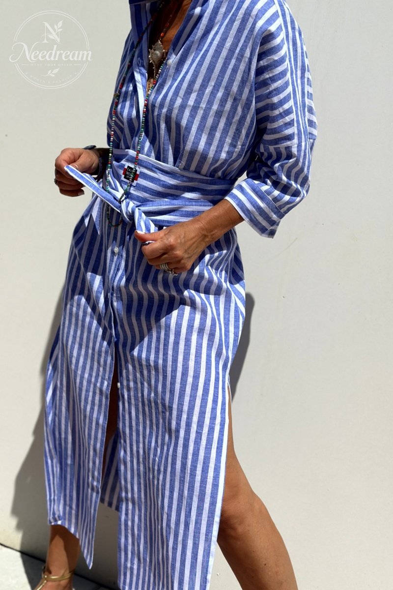Keira Striped Cotton Shirt Dress