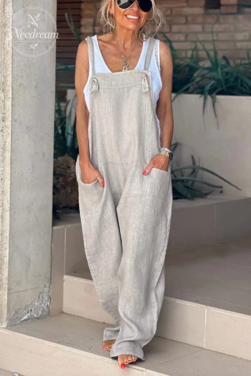 Linen Overalls With Pockets