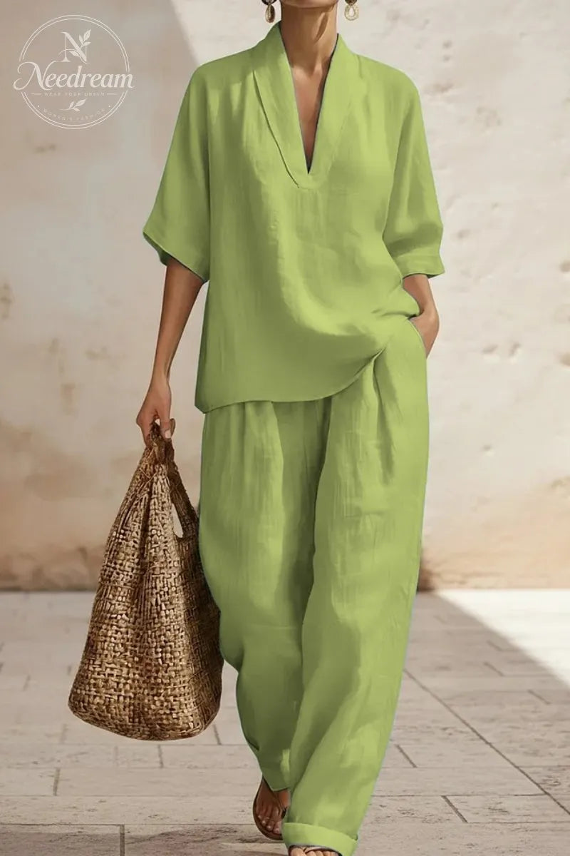 Women's Casual Cozy Minimalist Linen Two-piece Set