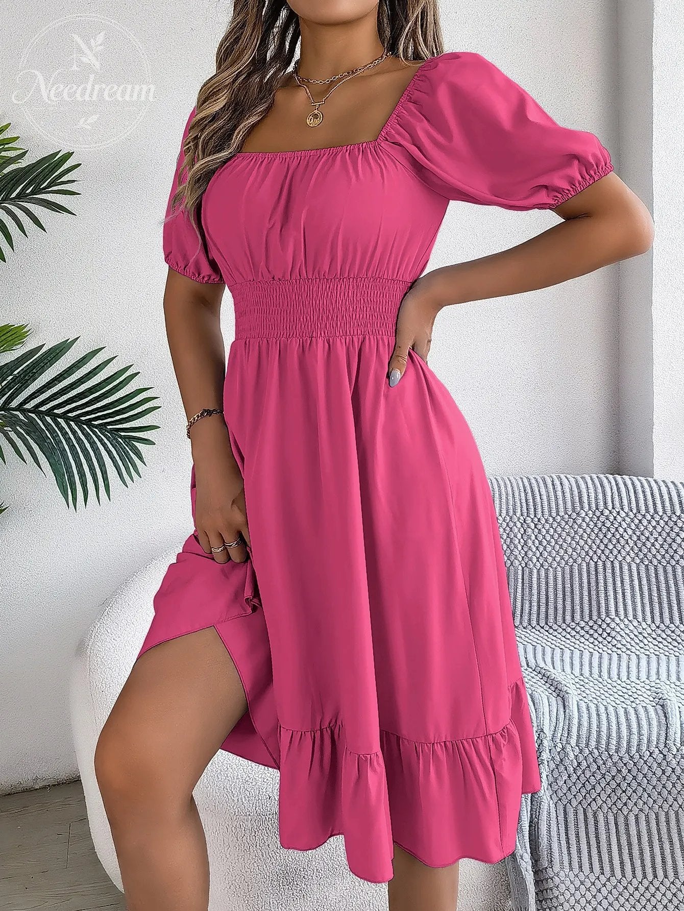 Summer Casual Ruffle Midi Dress