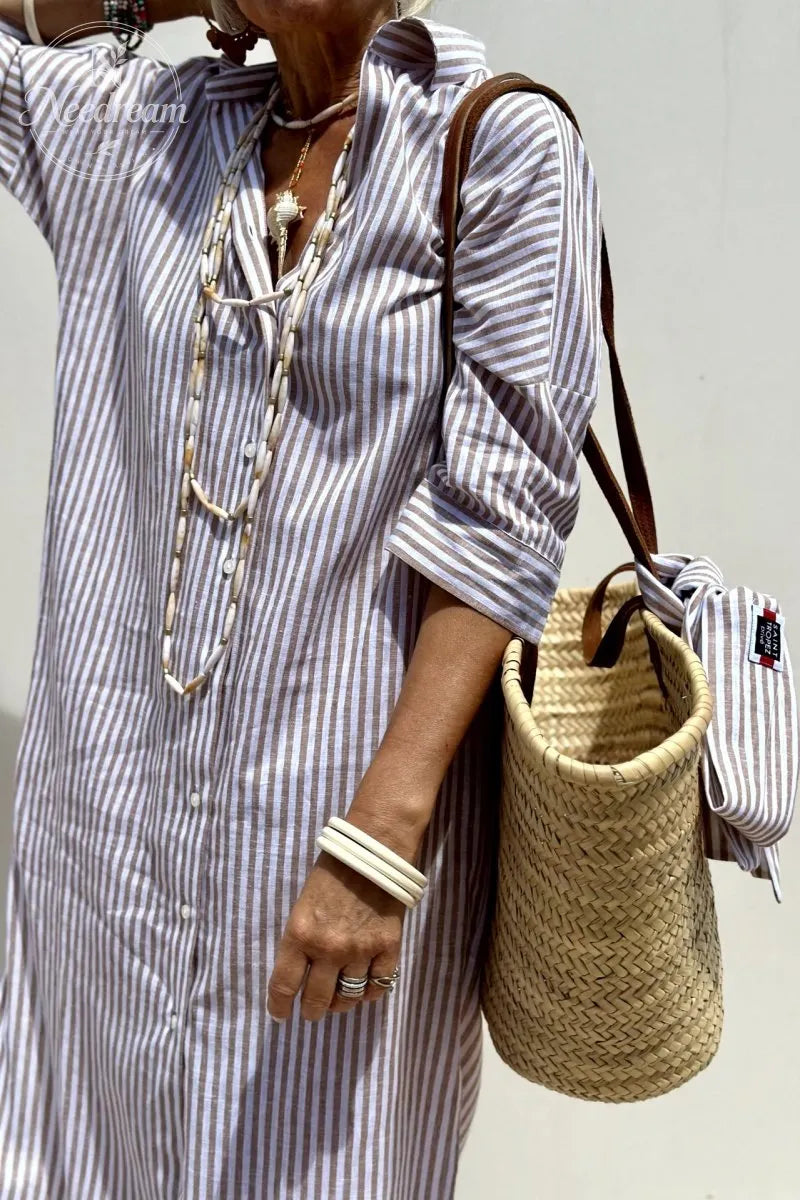 Keira Striped Cotton Shirt Dress
