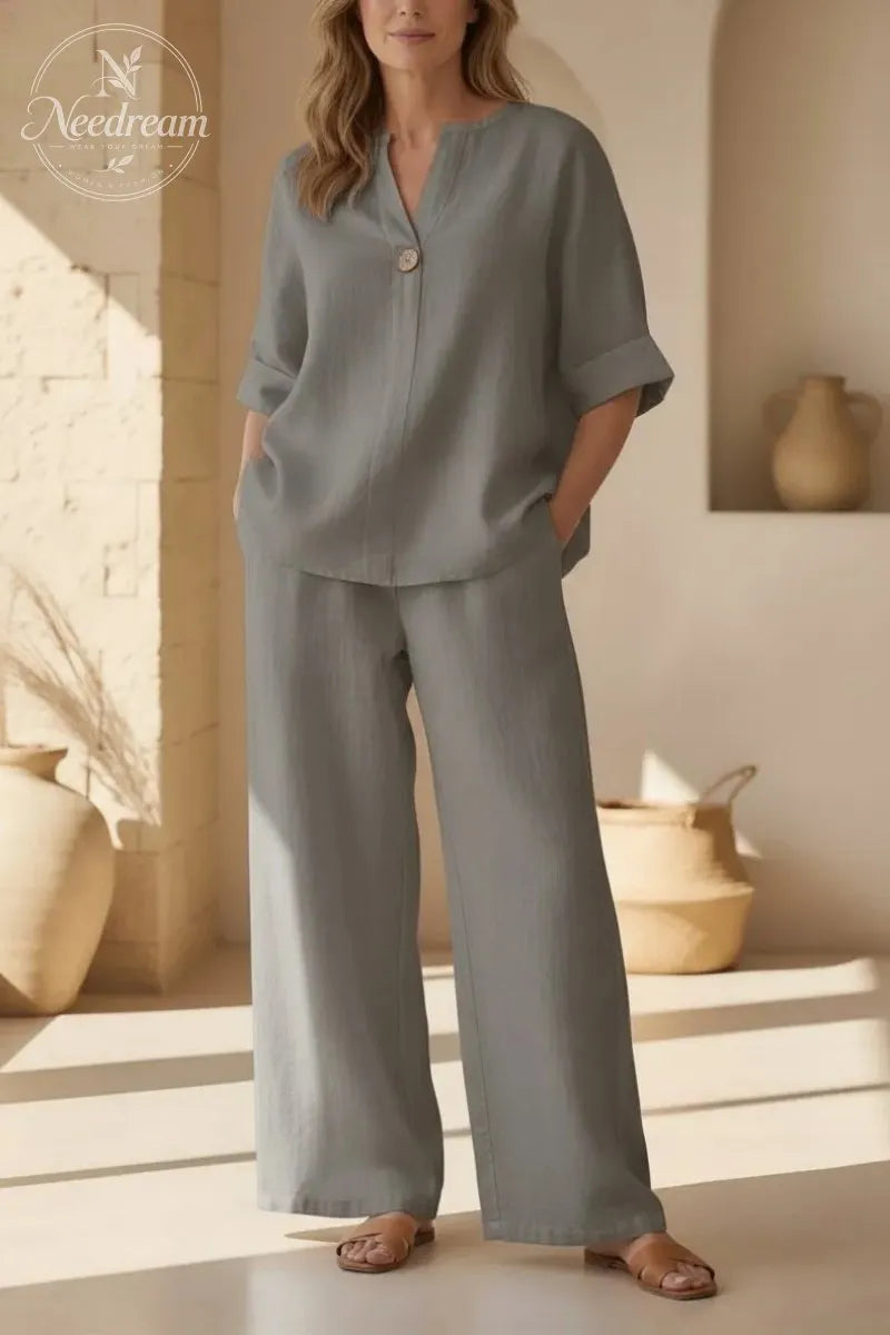 💥Women's Cotton Linen Wide-Leg Home Wear Set