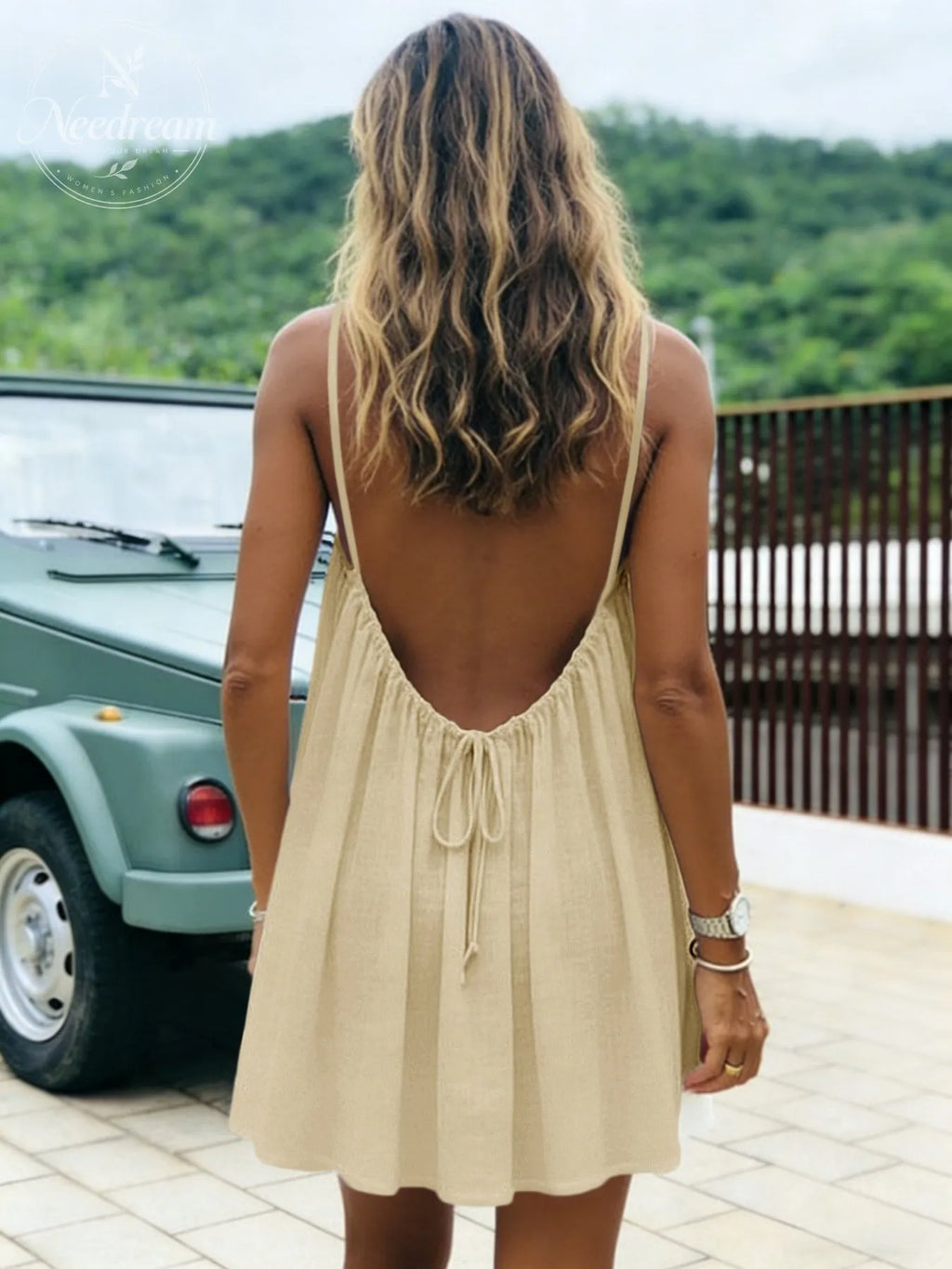 Women'S Solid-Color Camisole Loungewear, Elegant Sleeveless Mini Dress