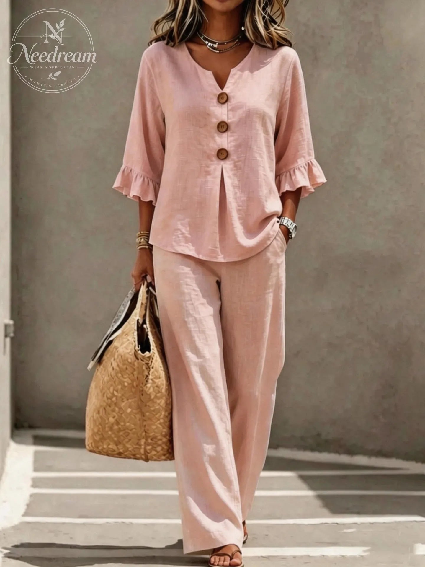 Isabelle Women's Casual Cotton Two-Piece Outfit