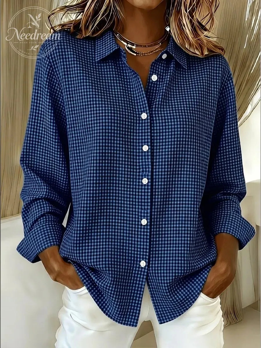 New Arrival🔥 Women's Casual Gingham Long Sleeve Button Down Shirt