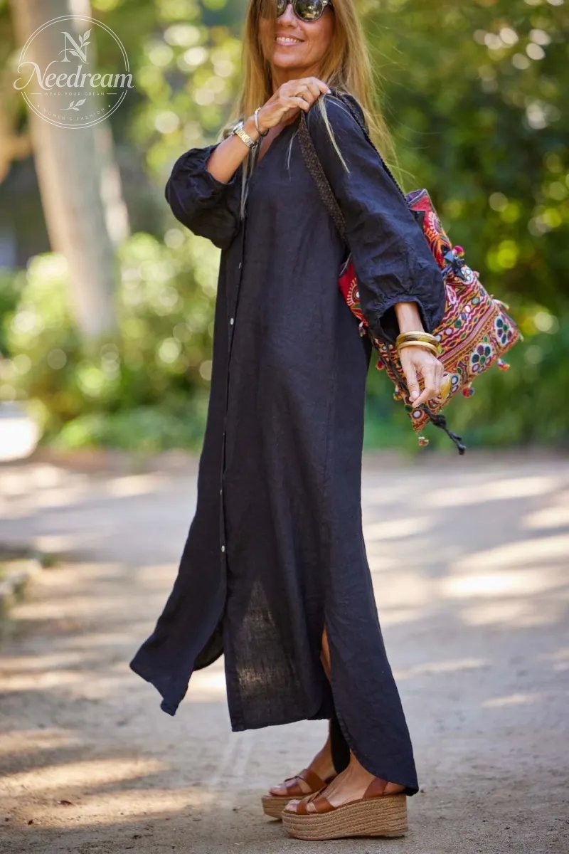 Luna's Serene Escape Buttoned Maxi Dress
