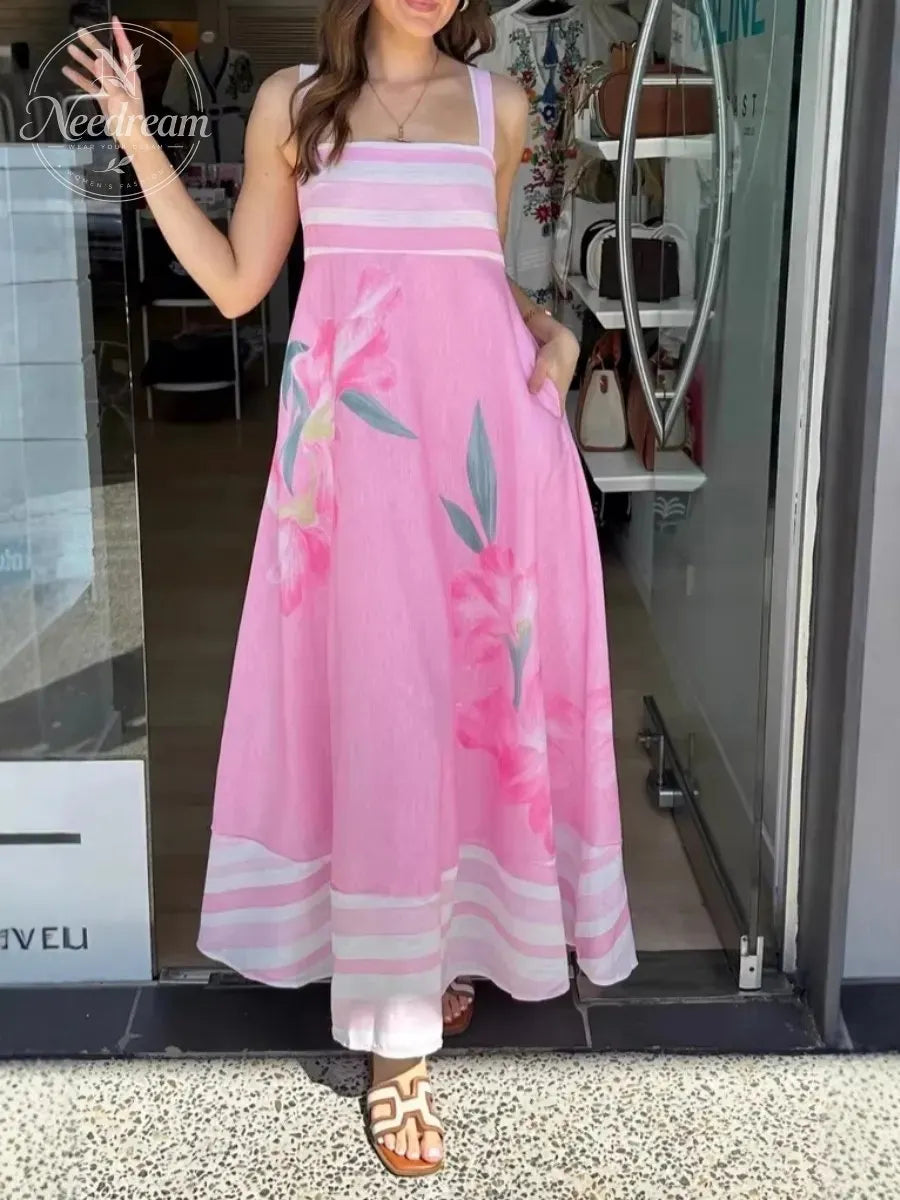 Floral Print Vacation Maxi Dress
