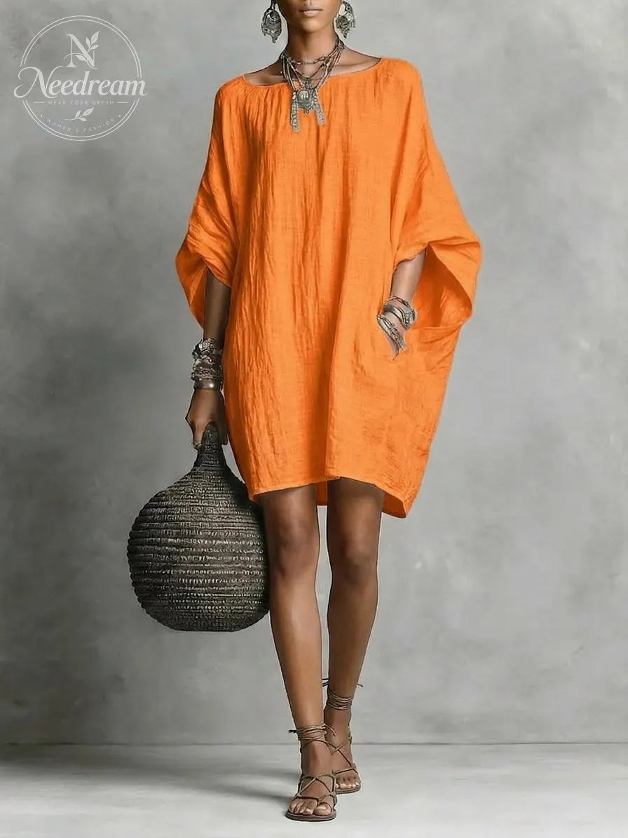 Casual cotton and linen dress