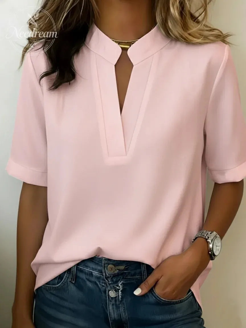 Elegant V-Neck Detail Shirt