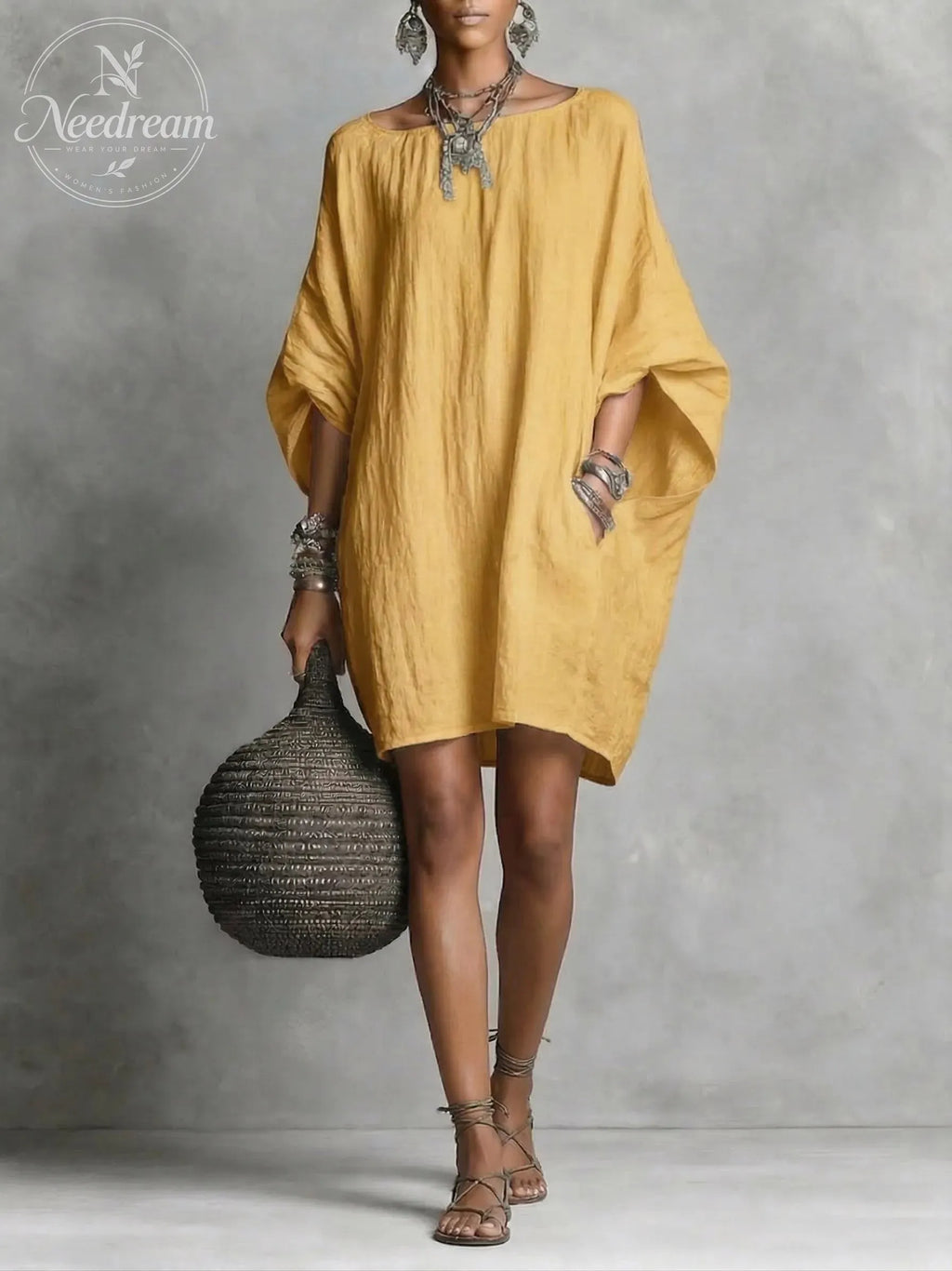Casual cotton and linen dress