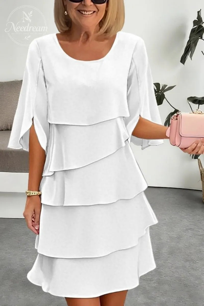 Stylish Round-Neck Tiered Dress