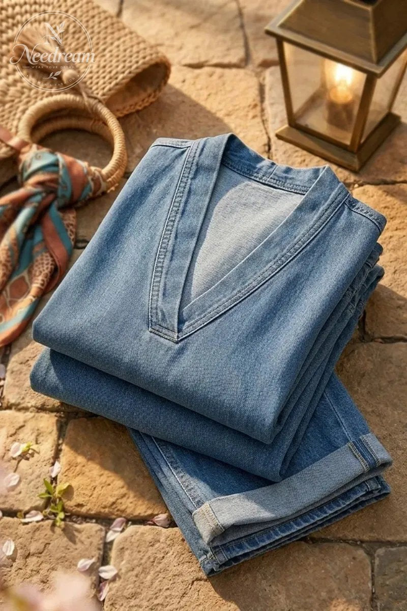 Women's Casual Cozy Minimalist Denim Two-piece Set