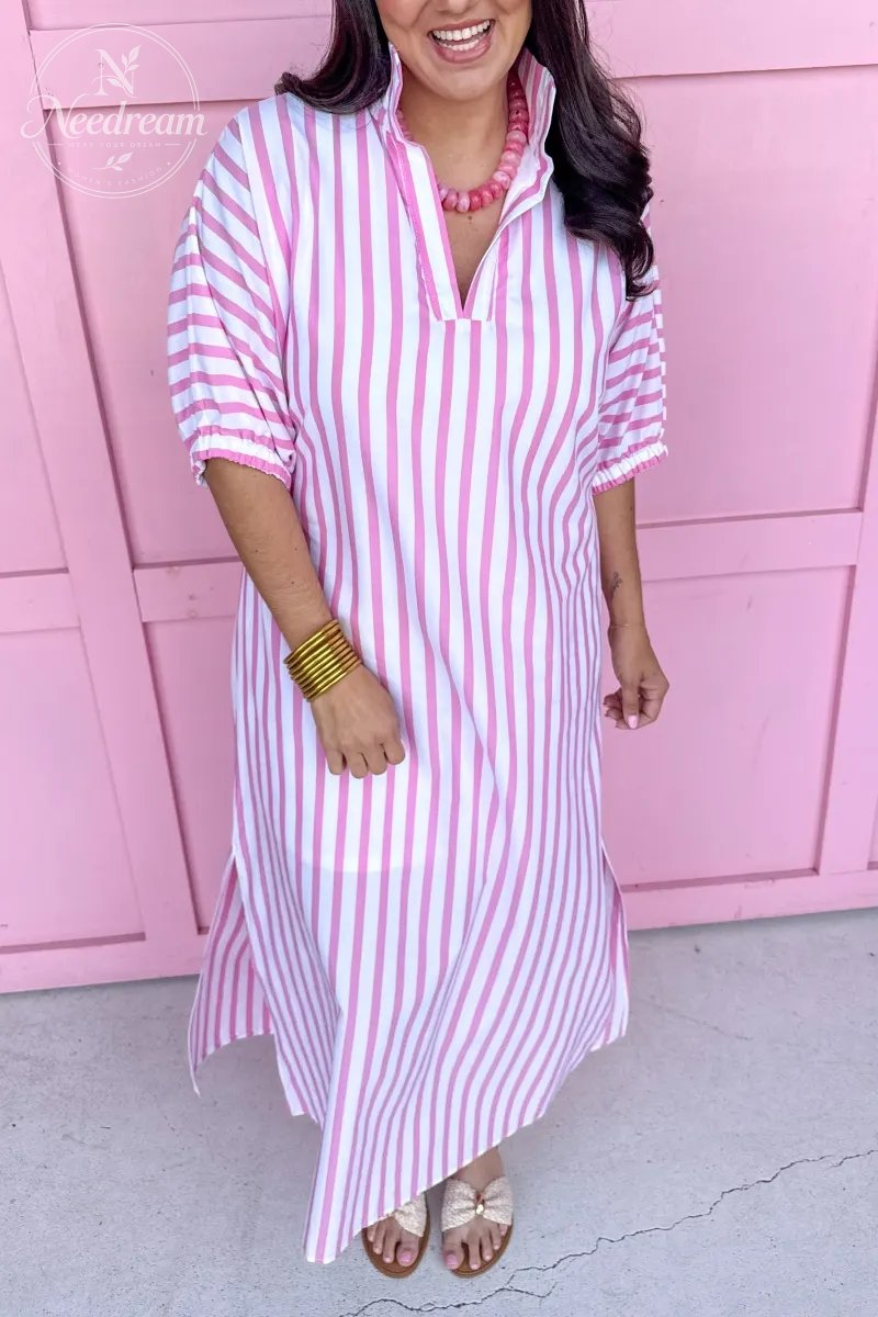 Blakely Dress - Pink Ten Stripe