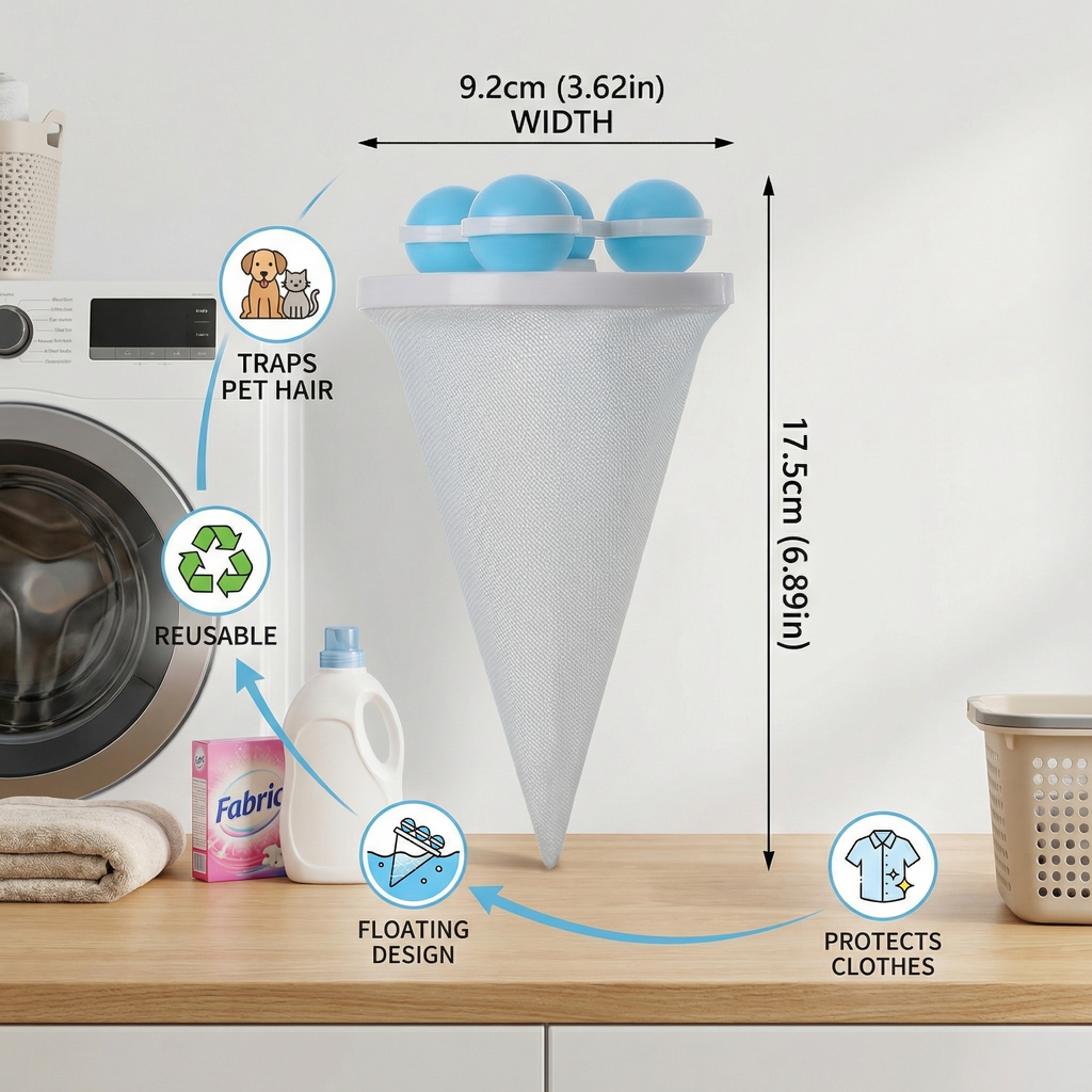 🧼3 Counts Washing Machine Filter Bag, Reusable Floating Hair Filter for Laundry