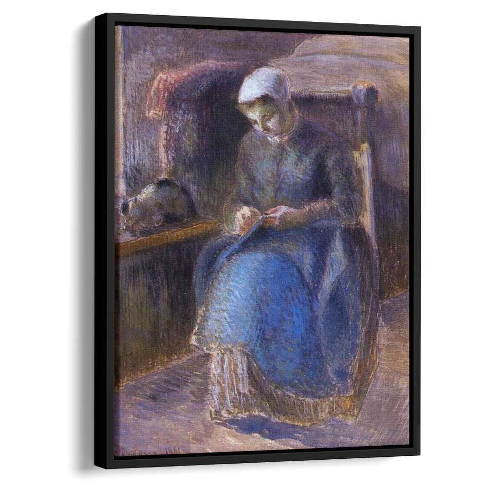 Woman Sewing 1881 by Camille Pissarro by Camille Pissarro - Impressionist canvas print