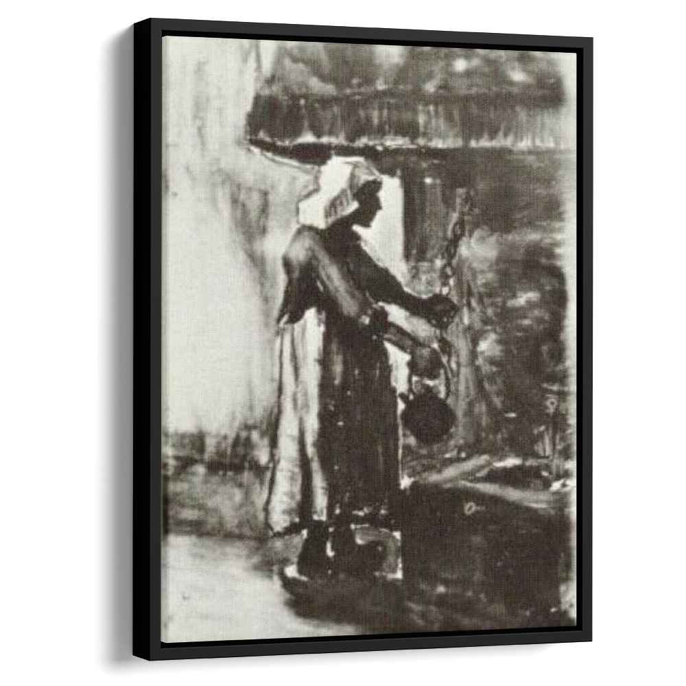Woman with Kettle by the Fireplace 1885 by Vincent van Gogh by Vincent van Gogh - Post-Impressionist canvas print