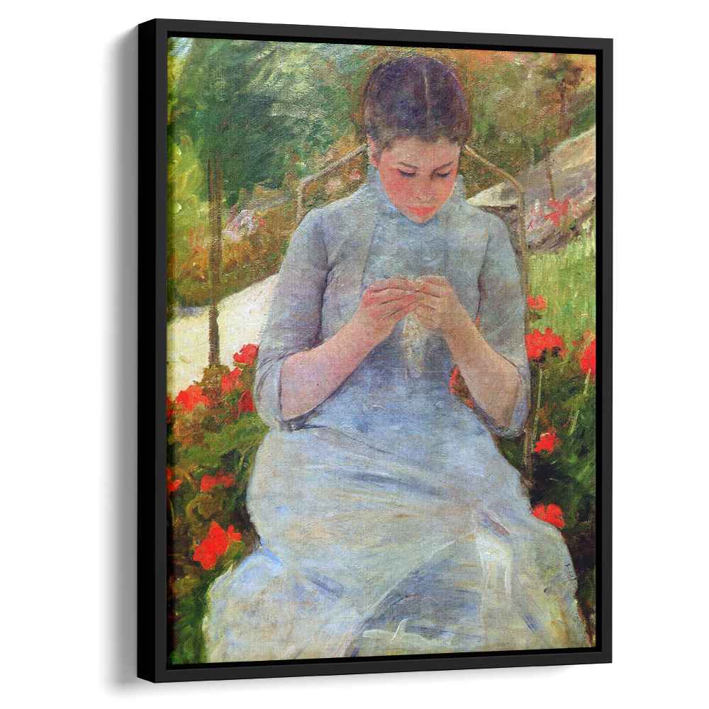Woman with Needlework 1882 by Mary Cassatt by Mary Cassatt - Impressionist canvas print