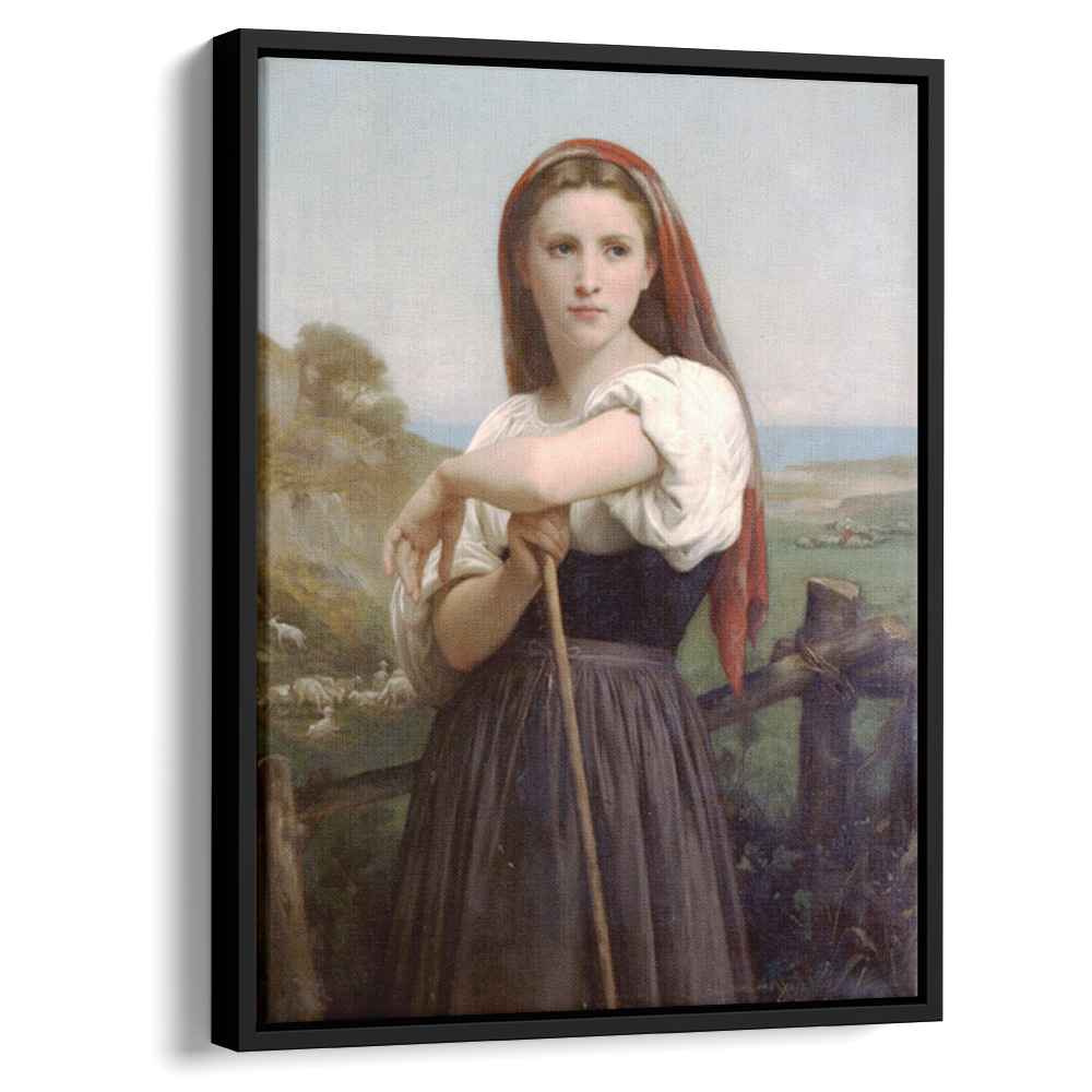 Young Shepherdess 1868 by William-Adolphe Bouguereau by William-Adolphe Bouguereau - Academic canvas print