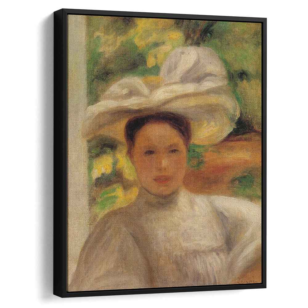 Young Woman in a Hat 1895 by Pierre-Auguste Renoir by Pierre-Auguste Renoir - Impressionist canvas print